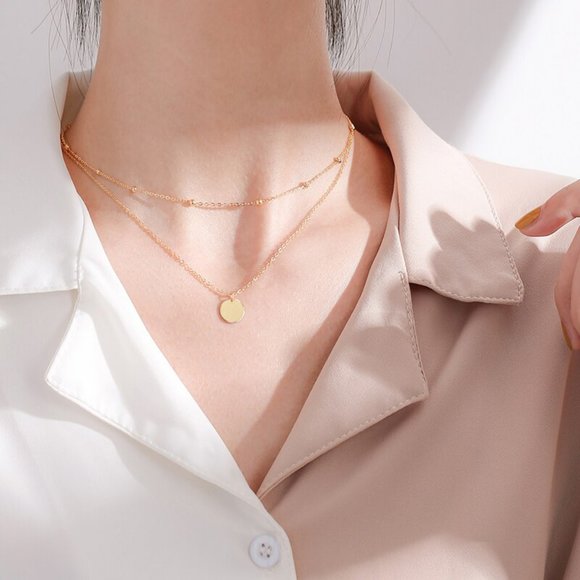 *NEW Gold/Sterling Silver Coin Layered Necklace - Picture 4 of 13